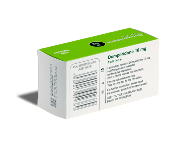 Domperidone 10 mg achterkant verpakking