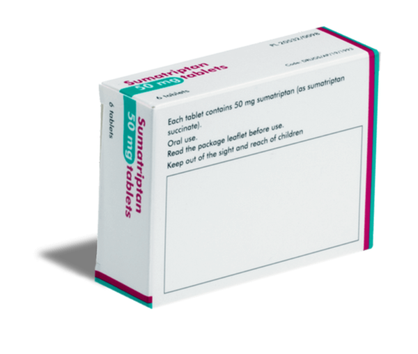 Sumatriptan 50 mg achterkant verpakking